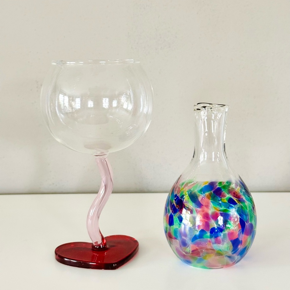 Valentines heart glass set